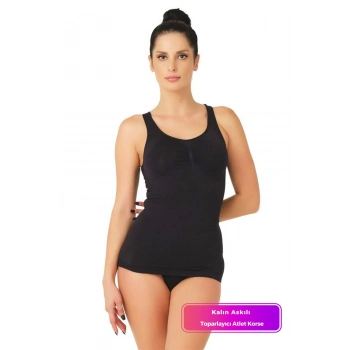 Toparlayıcı 2 Beden İnce Görünüm Sıkılaştırıcı Şekillendirici Esnek Kalın Askılı Kadın Atlet Korse