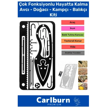 Kredi Kartı Boyunda Kamp Av Doğa Yürüyüşü Paslanmaz Çelik Çok Fonksiyonlu Hayatta Kalma Balıkçı Kiti