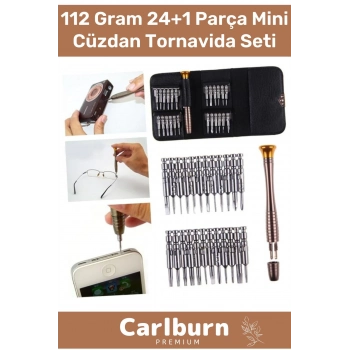 Profesyonel 112 Gr Cep Telefon Elektronik Cihaz Gözlük 24+1 Parça Mini Çıtçıt Cüzdan Tornavida Seti