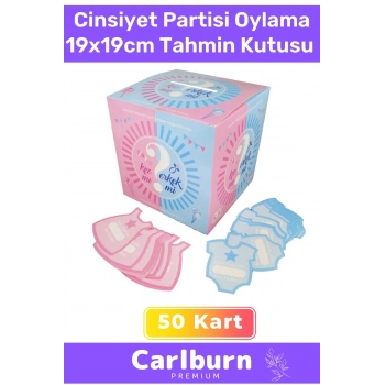 Premium Cinsiyet Partisi 50 Kart Kız Mı Erkek Mi Oylama 19x19cm Tahmin Kutusu