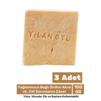 100% Güzel Kokulu El Yüz Saç Vücut Cilt Onaran Kolajen Etkili Yılan Yağı Otu Bitkisel Sabun 3 Adet