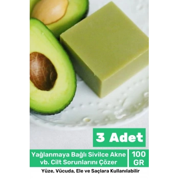 100% Doğal Güzel Kokulu El Yüz Saç Vücut Cilt Onaran Kolajen Etkili Avokado Bitkisel Sabun 3 Adet