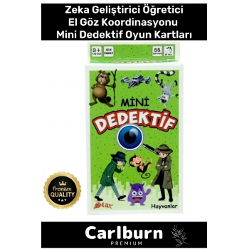 Özel Eğitici Zeka Geliştirici Öğretici Eğlence Aile 55 Parça Mini Dedektif Hayvanlar Oyun Kartı