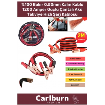 1. Kalite Çantalı Oto %100 Bakır 0.50mm Kalın Kablo 1200 Amper Güçlü Hızlı Şarj Akü Takviye Kablosu