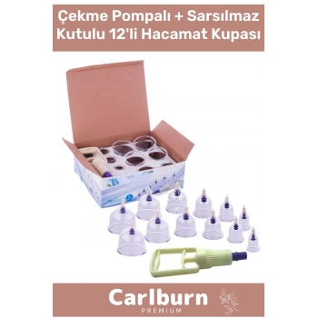 Sarsılmaz Kutulu Çekme Pompa Selülit Çatlak Giderici Vakumlu Masaj Aleti 12li Kupa Hacamat Seti