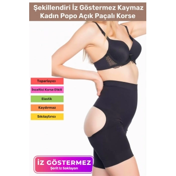 Özel Üretim Toparlayıcı Sıkılaştırıcı Şekillendiri İz Göstermez Kaymaz Kadın Popo Açık Paçalı Korse