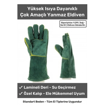 Premium Yanmaz Yüksek Isıya Sıcaklığa Dayanıklı Kaynak Yangın Su Geçirmez Çok Amaçlı Deri Eldiven