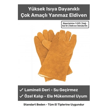 Premium Yanmaz Yüksek Isıya Sıcaklığa Dayanıklı Kaynak Yangın Su Geçirmez Çok Amaçlı Deri Eldiven