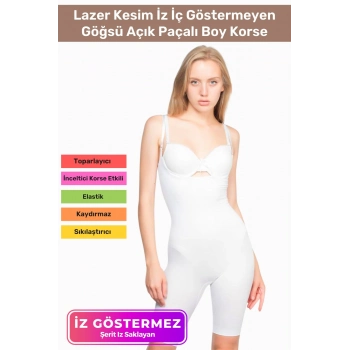 Premium Lazer Kesim İz İç Göstermeyen Kaymaz Toparlayıcı Şekillendirici Göğsü Açık Paçalı Boy Korse