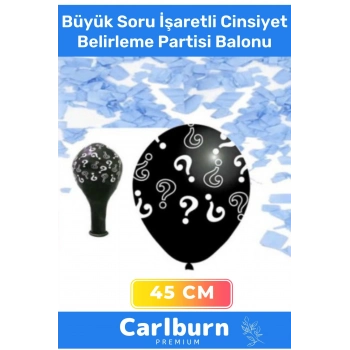 Siyah Büyük Soru İşaretli Cinsiyet Belirleme Partisi 45cm Balonu Kız Erkek Çocuk Baby Shower Süs
