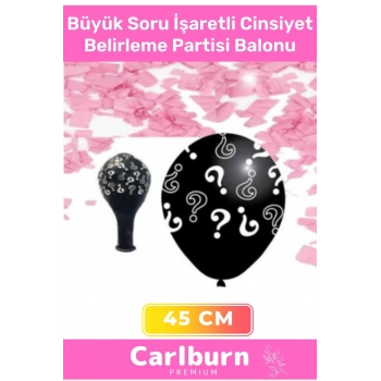 Siyah Büyük Soru İşaretli Cinsiyet Belirleme Partisi 45cm Balonu Kız Erkek Çocuk Baby Shower Süs