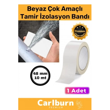 Süper Güçlü Su Geçirmez Sızdırmaz Beyaz Renk Çok Amaçlı Tamir İzolasyon Bandı 48mm x 10m 1 Adet