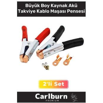 Özel Üretim Güçlü Yay Mekanizmalı 2li Artı Eksi Büyük Boy Kaynak Akü Takviye Kablo Maşası Pensesi