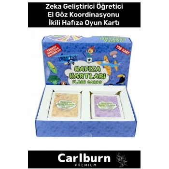 Premium Eğitici Zeka Geliştirici Öğretici Eğlence Aile 108 Kart İkili Hafıza Oyun Kartı