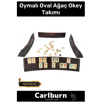 Özel Üretim Vip Çantalı Büyük Boy Istakalı Eğlence Hobi Oyun 101 Ağaç Oymalı Oval Ağaç Okey Takımı