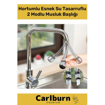 Premium Dayanıklı Spiral Tasarım 360° Dönebilen Hortumlu Esnek Su Tasarruflu 2 Modlu Musluk Başlığı