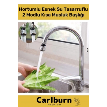 Paslanmaz Mutfak Banyo Lavabo Dayanıklı 360° Dönebilen Su Tasarruflu 2 Modlu Kısa Musluk Başlığı