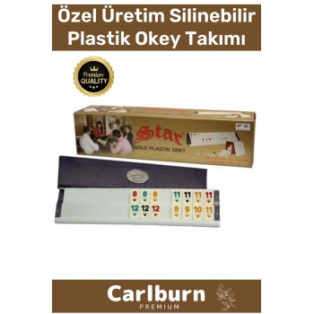 Premium Antibakteriyel Kir Tutmayan Çizilmeye Dayanıklı Silinebilir Gold Plastik Kahveci Okey Takımı