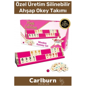 Premium Antibakteriyel Kir Tutmayan Çizilmeye Dayanıklı Silinebilir Pembe Ahşap Ev Kafe Okey Takımı