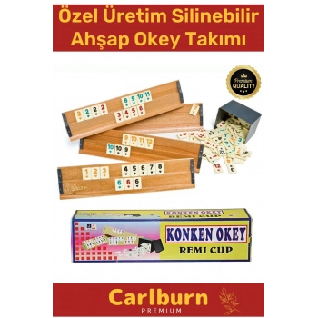 Premium Antibakteriyel Kir Tutmayan Çizilmeye Dayanıklı Silinebilir Konken Ahşap Okey Takımı