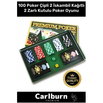 Premium Blackjack 100 Poker Çipli 2 İskambil Kağıtlı Texas Holdem Casino 2 Zarlı Kutulu Poker Oyunu