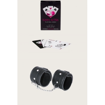 Fantezi Eğlenceli Pozisyon Görselli Oyun Kartı Kama Sutra Siyah Kelepçe