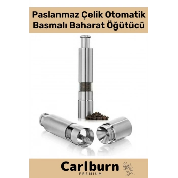 Premium Paslanmaz Çelik Tuz Biber Mutfak Otel Kafe Tohum Otomatik Basmalı Pilli Baharat Öğütücü