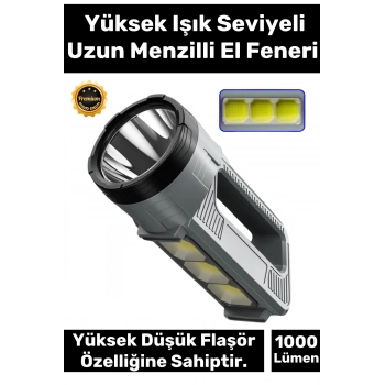 Premium Beyaz Kırmızı Işık Aydınlatma Telefon Şarj Edebilen Süper Güçlü Şarjlı Fener Masa Lambası