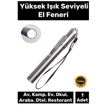 Deluxe Cep Boyu Tek Modlu 50 Metre Menzilli 1 Pille Çalışan Beyaz Aydınlatmalı Mini Güçlü El Feneri