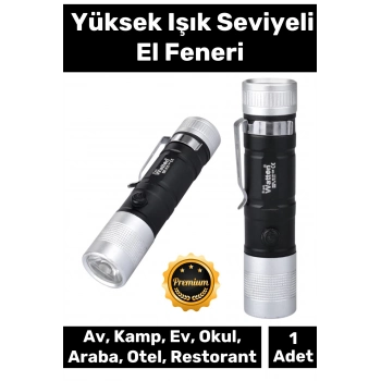 Deluxe 100 Metre Menzilli Tek Mod Beyaz Aydınlatma Cep Boyu Mini Mini Pilli El Feneri