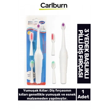 Antibakteriyel Ergonomik Masaj Özellikli Yumuşak Doku Ağız Sağlığı 3 Yedek Başlıklı Pilli Diş Fırça