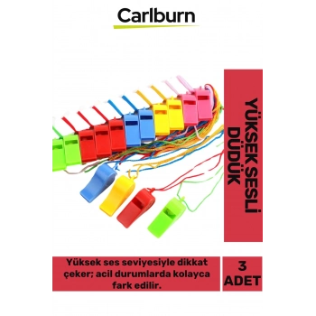 Premium Ultra Yüksek Sesli Çok Renkli Av Kamp Hakem Öğretmen Deprem Çağrı Acil Durum Düdüğü 3 Adet