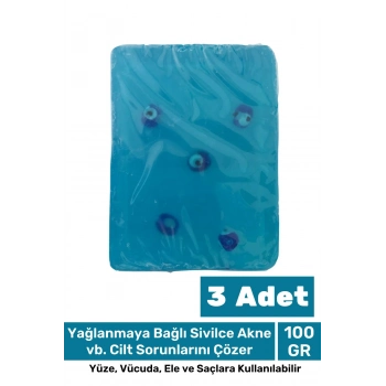 Güzel Kokulu El Yüz Saç Vücut Cilt Orijinal Bitkisel Nazar Boncuklu Okyanus Sabunu 100G - 3 Adet