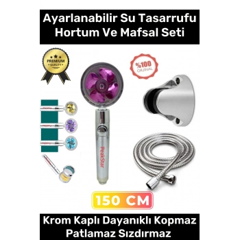 Sağlam Kopmaz Paslanmaz Turbo Duş Başlığı Basınçlı Ayarlanabilir Su Tasarrufu Hortum Mafsal Seti