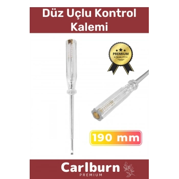 Premium Vida Atölye Ev İş Ofis Uzun Sağlam Dayanıklı Tornavida Düz Uçlu Kontrol Kalemi 190 mm