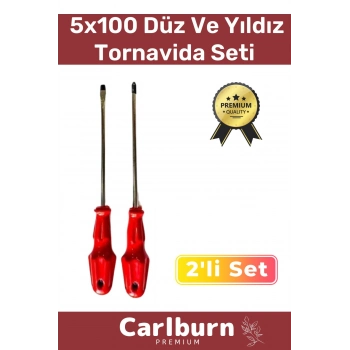 Premium Dayanıklı Hafif Taşınabilir Sağlam Ergonomik Vidalama Düz Yıldız 2li Tornavida Seti 5x100