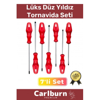 Premium Dayanıklı Taşınabilir Sağlam Ergonomik Vidalama Tamir Tadilat Düz Yıldız 7li Tornavida Seti