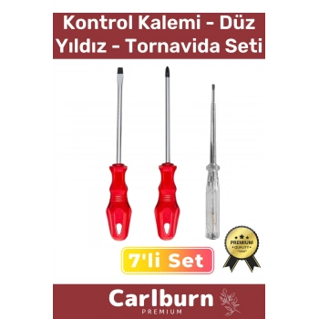 Dayanıklı Sağlam Ergonomik Vidalama Tamir Tadilat Düz Yıldız Kontrol Kalemi 3lü Tornavida Seti