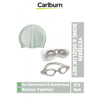 Kaymaz Su Geçirmez Silikon Yüzücü Elastik Yüzme Şapkası Havuz Deniz Bone 2’li Yetişkin Seti