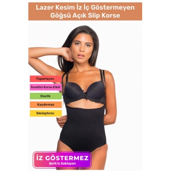 Özel Üretim Lazer Kesim İz Göstermeyen Kaymaz Toparlayıcı Vücut Şekillendirici Göğsü Açık Slip Korse