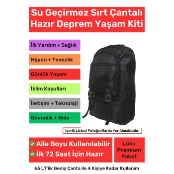 Lüks Premium Solar Paket Tam Kapsamlı Hazır Deprem Yangın Çantası İlk Yardım Acil Durum Yaşam Kiti