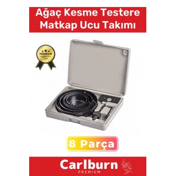 Premium 8 Parça Panç Seti Ağaç Kesme Alyan Anahtarlı Alçıpan Tavan Kesme Matkap Ucu Takımı