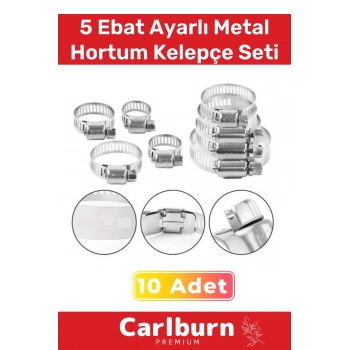 Özel Üretim Hortum Araç Bahçe Paslanmaz Çelik 5 Ebat 10 Adet Ayarlı Metal Kelepçe Seti