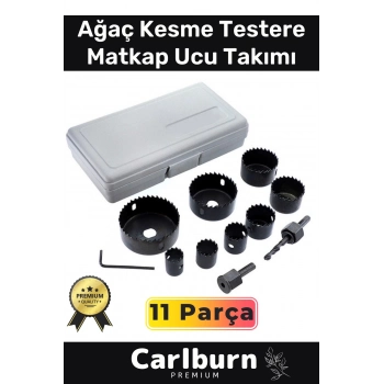 Premium 11 Parça Panç Seti Ağaç Kesme Alyan Anahtarlı Alçıpan Tavan Kesme Matkap Ucu Takımı