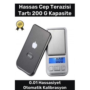 Lcd Ekranlı Otomatik Kapanma Kalibrasyon Hassas Cep Terazisi Tartı 200 G Kapasite 0.01 Hassasiyet