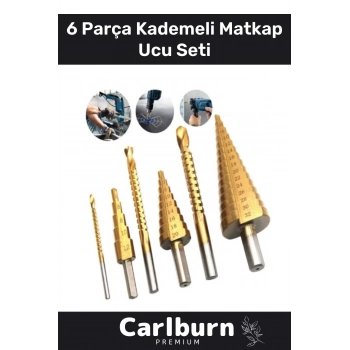 Özel Üretim Çift Yiv Sistemli Çatlatmadan Kesim Kademeli Matkap Ucu Sac Delme 6 Parça Panç Seti