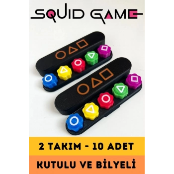 Özel Üretim Kumlu Renkli Beş Taş Gonggi Kalamar Squid Game 5 Taş Oyunu - 2 Set