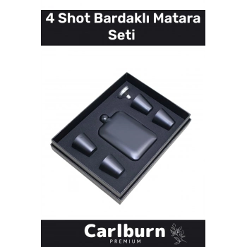 Özel Üretim Uzun Süre Soğuk Tutan Kahve Çelik Kutulu 1 Matara 4 Shot Bardak Hediye Seti