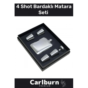 Özel Üretim Uzun Süre Soğuk Tutan Kahve Çelik Kutulu 1 Matara 4 Shot Bardak Hediye Seti