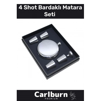 Özel Üretim Uzun Süre Soğuk Tutan Kahve Çelik Kutulu 1 Matara 4 Shot Bardak Hediye Seti